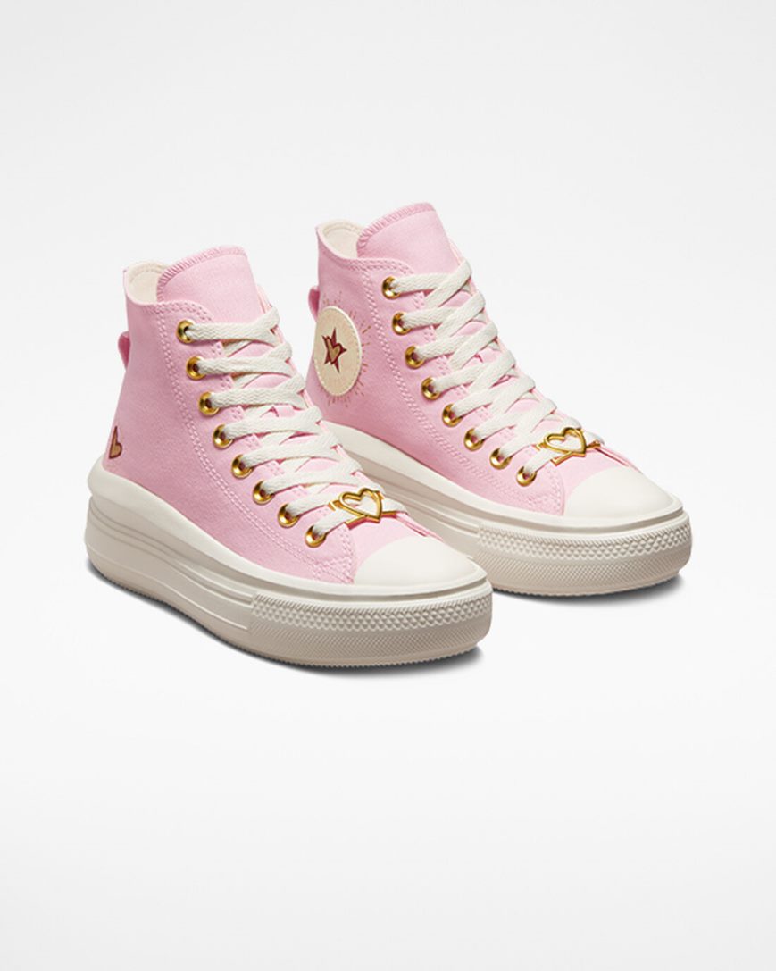 Women's Converse Chuck Taylor All Star Move Hearts High Top Platform Shoes Orange Pink | AU 304C8G